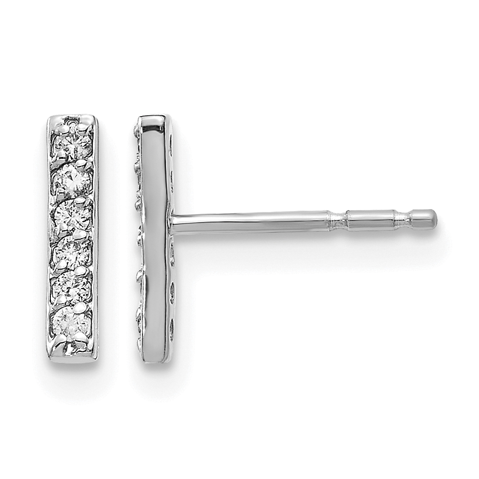 14k White Gold Bar Earrings Mtg (nonRhodium) (XE3075W)