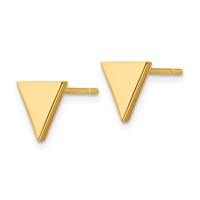 14K 8mm Yellow Gold Triangle Post Earrings view 2