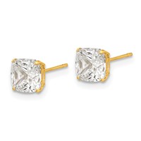 14K Yellow Gold Polished 6x6 Cushion-Cut CZ Stud Post Earrings view 2