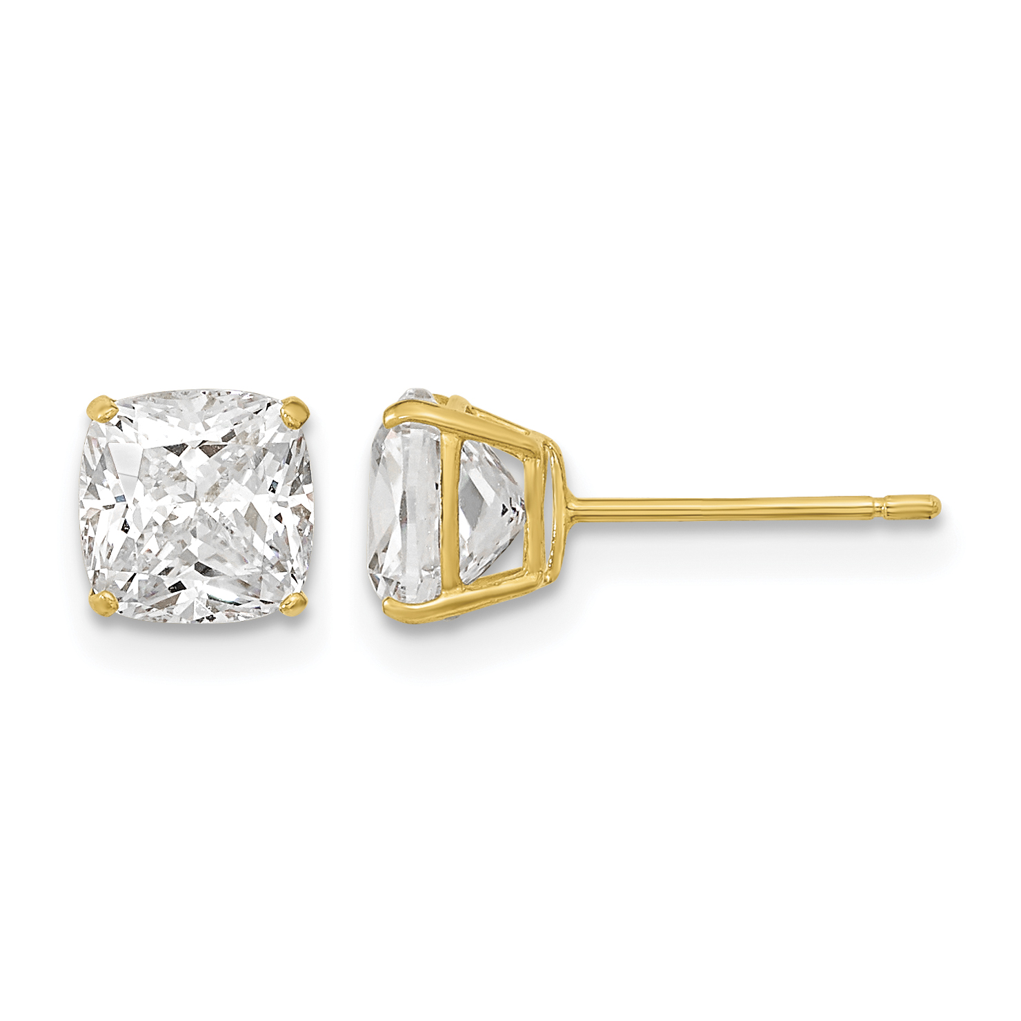 14k Polished 6x6 Cushion Cut CZ Stud Post Earrings (XE3165CZ)