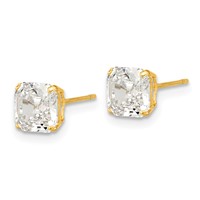 14K Yellow Gold Polished 6x6 Asscher-Cut CZ Stud Post Earrings view 2