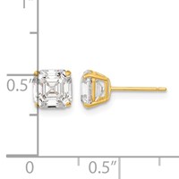 14K Yellow Gold Polished 6x6 Asscher-Cut CZ Stud Post Earrings view 4
