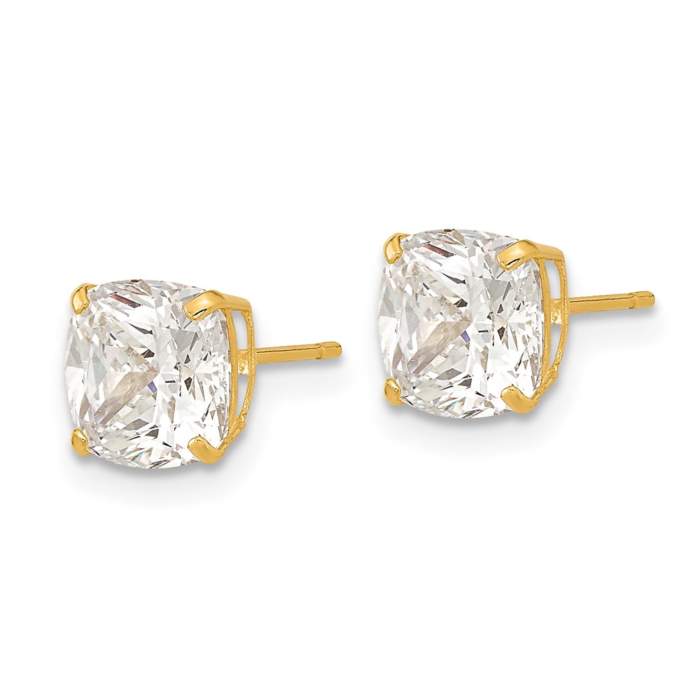 14k Polished 7x7 Cushion Cut CZ Studs Post Earrings (XE3167CZ)