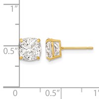 14K Yellow Gold Polished 7x7 Cushion-Cut CZ Stud Post Earrings view 4