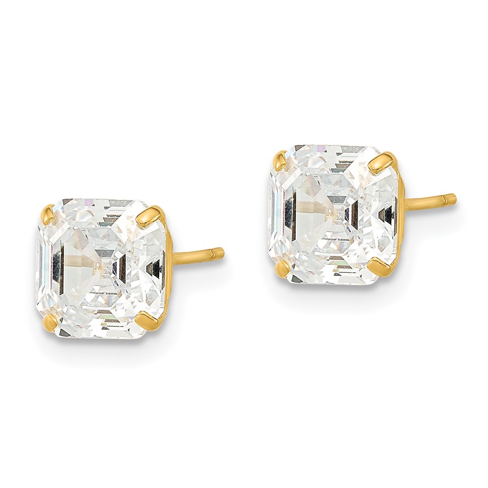14k Polished 7x7 Asscher Cut CZ Studs Post Earrings (XE3168CZ)