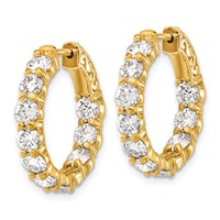 14K Yellow Gold 4 Carat Lab Grown Diamond VS SI+ G+ Round Complete Safety Clasp Hoop Earrings view 2