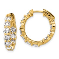14K Yellow Gold 4 Carat Lab Grown Diamond VS SI+ G+ Round Complete Safety Clasp Hoop Earrings view 1