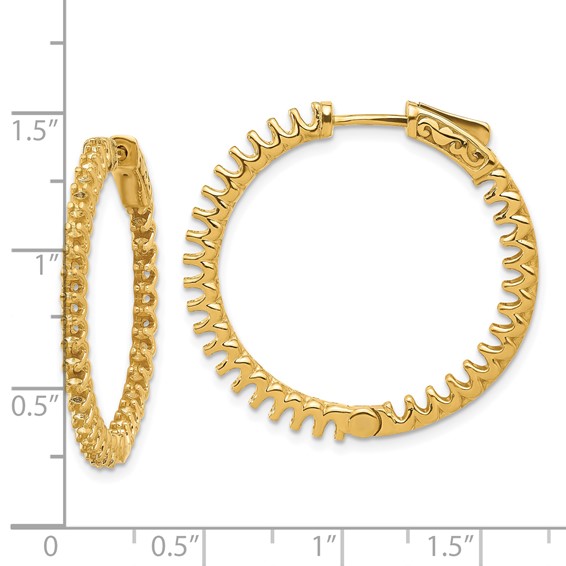 14K 2.3ct (Holds 66-2.0mm Round) In/Out  Hoop w/Safety Clasp Earring Mountings