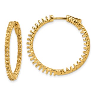 14K 2.3ct (Holds 66-2.0mm Round) In/Out  Hoop w/Safety Clasp Earring Mountings