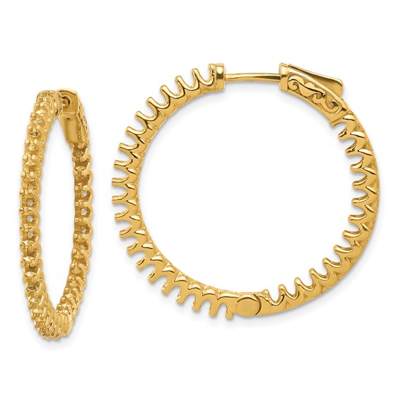 14K 2.3ct (Holds 66-2.0mm Round) In/Out  Hoop w/Safety Clasp Earring Mountings