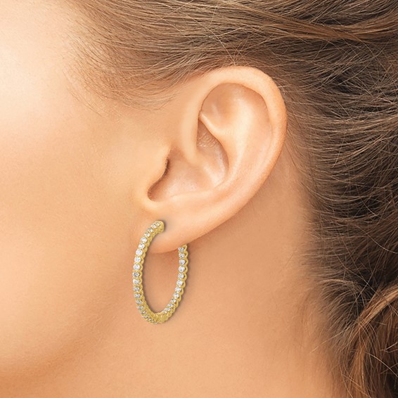 Gold Diamond Hoops with Safety Clasps
