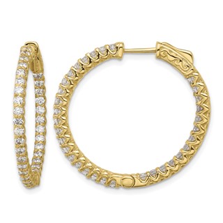 Gold Diamond Hoops with Safety Clasps
