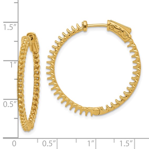 14K 1.56ct (Holds 78-1.7mm Round) In/Out Hoop w/Safety Clasp Earring Mountings