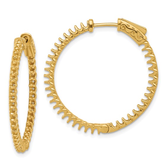 14K 1.56ct (Holds 78-1.7mm Round) In/Out Hoop w/Safety Clasp Earring Mountings