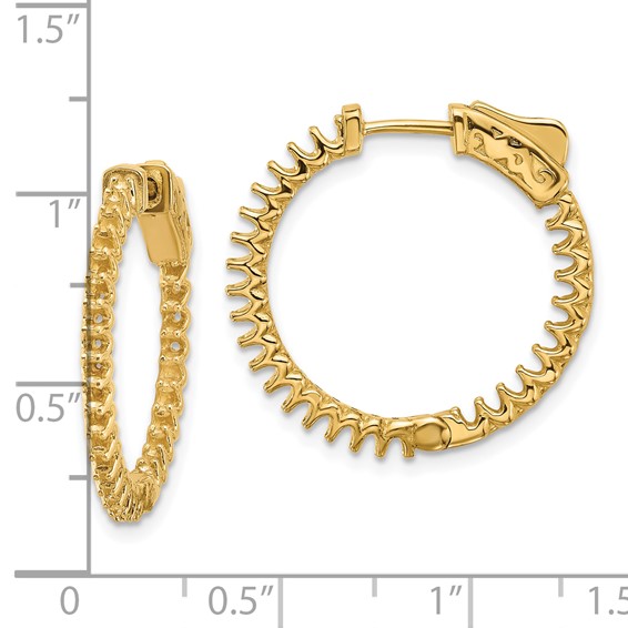 14K 1.12ct (Holds 56-1.7mm Round) In/Out Hoop w/Safety Clasp Earring Mountings