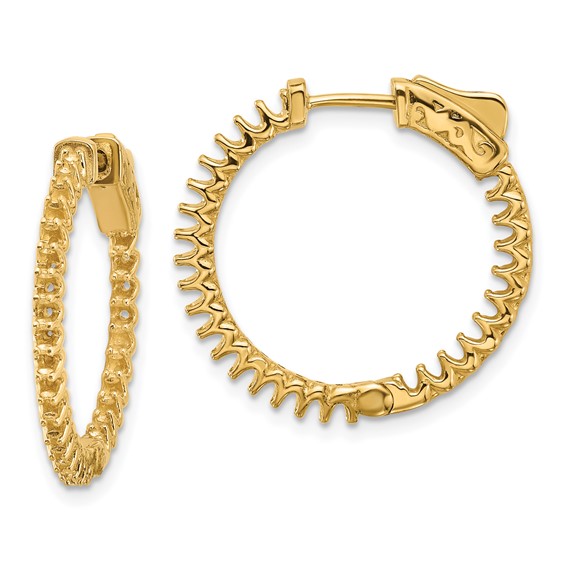14K 1.12ct (Holds 56-1.7mm Round) In/Out Hoop w/Safety Clasp Earring Mountings