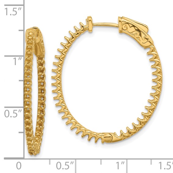 14K 1.14ct (Holds 76-1.5mm Round) In/Out Oval Hoop w/Safety Clasp Earring Mountings
