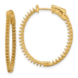 14K 1.14ct (Holds 76-1.5mm Round) In/Out Oval Hoop w/Safety Clasp Earring Mountings