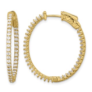 GOld Diamond Hoops with Safety Clasps