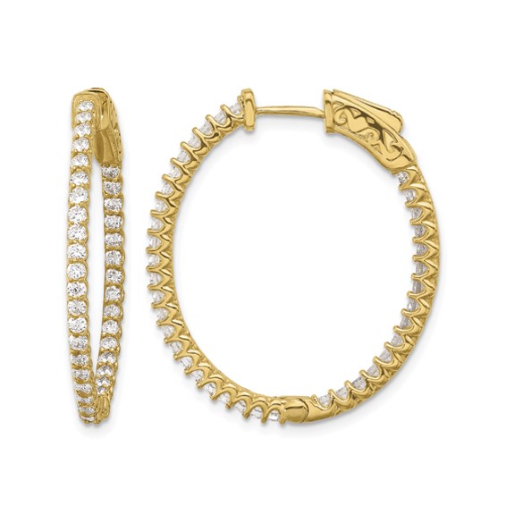 GOld Diamond Hoops with Safety Clasps