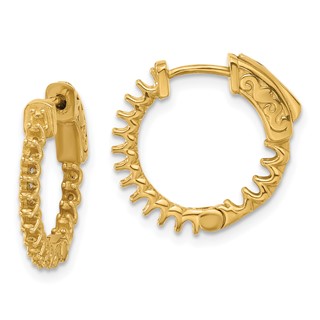 14K .64ct (Holds 32-1.7mm Round) In/Out Hoop w/Safety Clasp Earring Mountings
