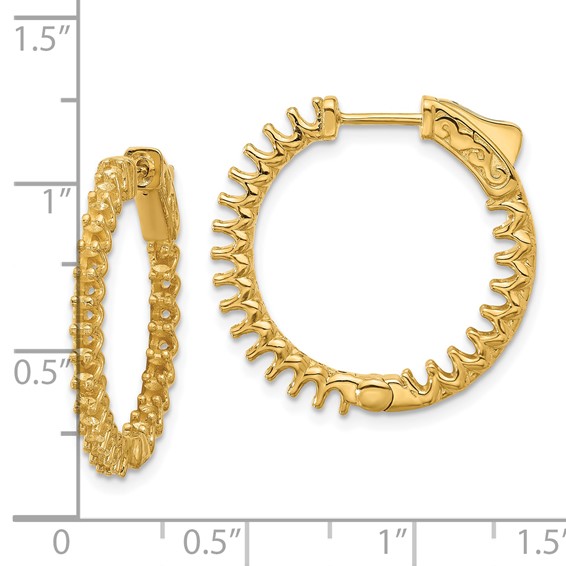 14K 1.6ct (Holds 46-2.0mm Round) In/Out Hoop w/Safety Clasp Earring Mountings