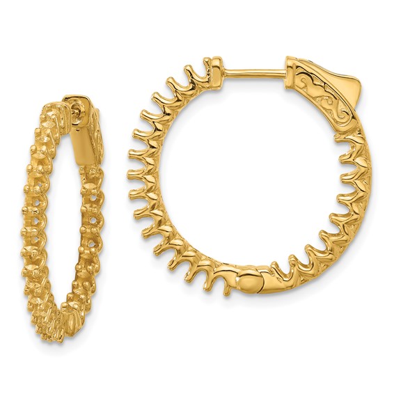 14K 1.6ct (Holds 46-2.0mm Round) In/Out Hoop w/Safety Clasp Earring Mountings