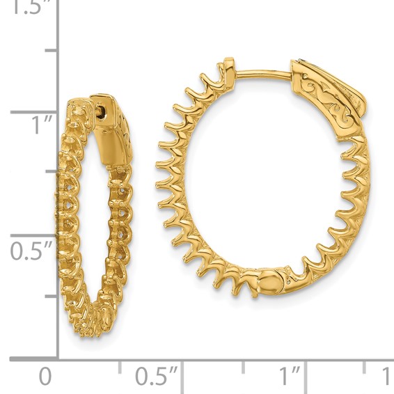 14K 1.6ct (Holds 46-2.0mm Round) In/Out Oval Hoop w/Safety Clasp Earring Mountings