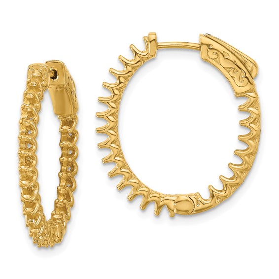 14K 1.6ct (Holds 46-2.0mm Round) In/Out Oval Hoop w/Safety Clasp Earring Mountings