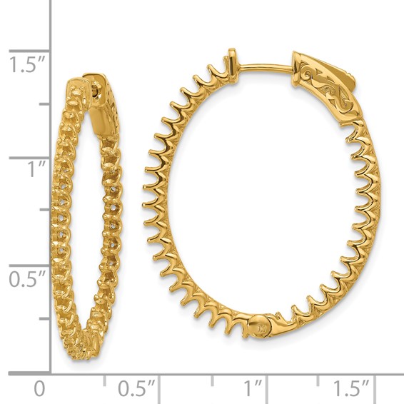 14K 2.3ct (Holds 66-2.0mm Round) In/Out Oval Hoop w/Safety Clasp Earring Mountings