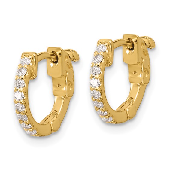 Gold Diamond Hoops with Safety Clasps