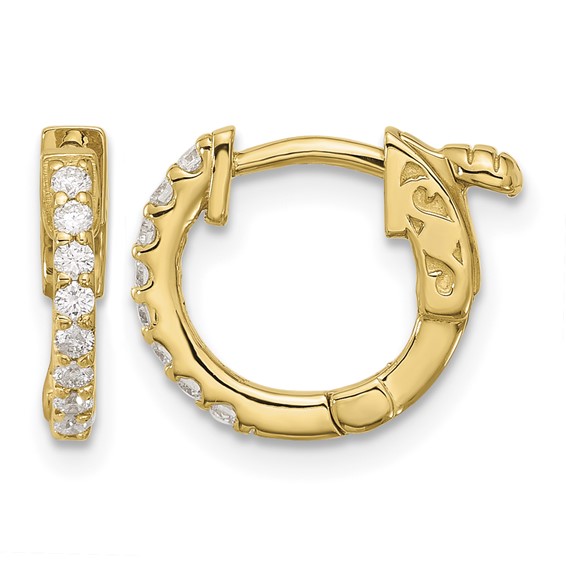 Gold Diamond Hoops with Safety Clasps