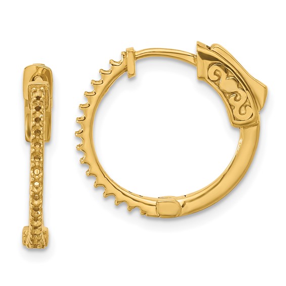 14K .24ct (Holds 30-1.2mm Round) Hoop w/Safety Clasp Earring Mountings