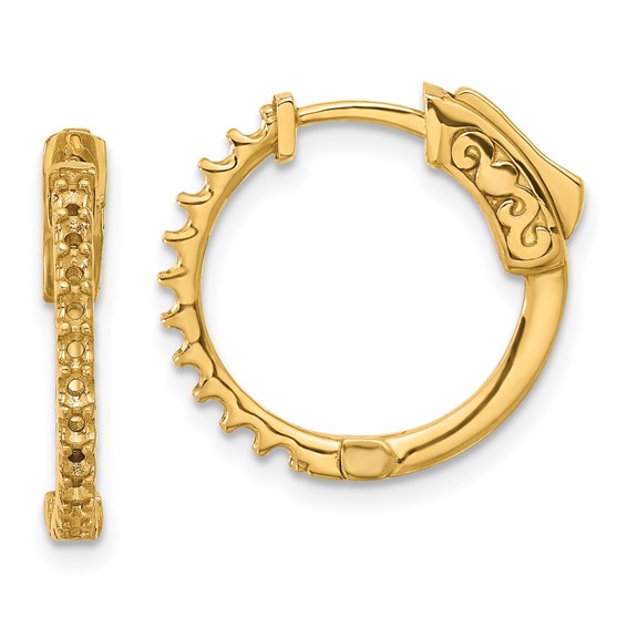 14K .44ct (Holds 22-1.7mm Round) Hoop w/Safety Clasp Earring Mountings