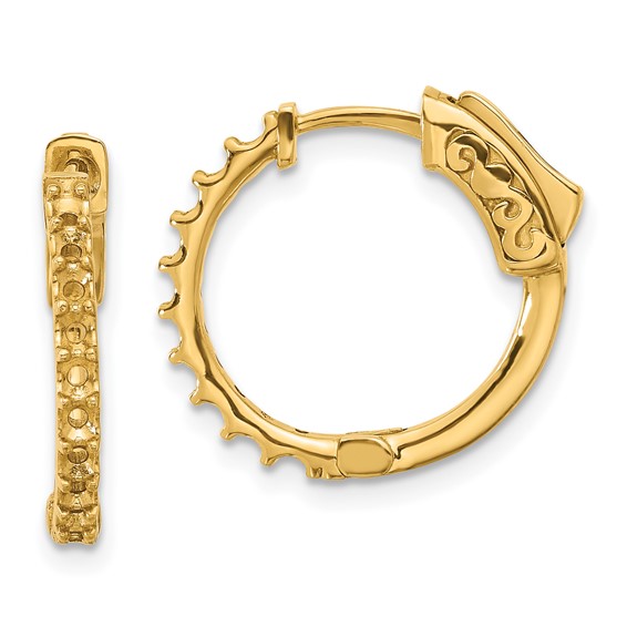 14K .7ct (Holds 20-2.0mm Round) Hoop w/Safety Clasp Earring Mountings