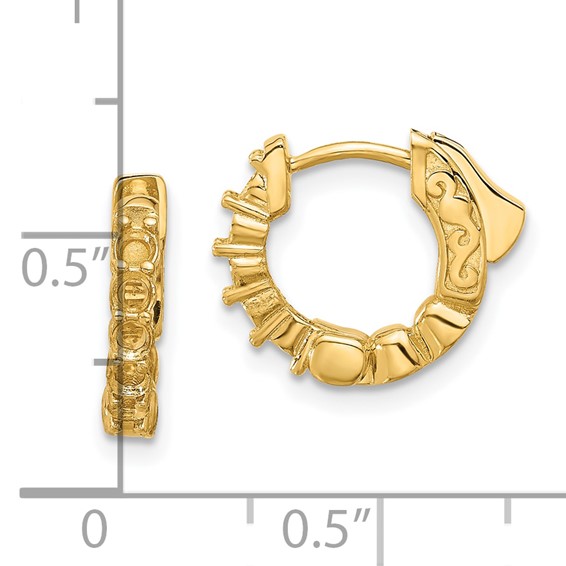 14K .46ct (Holds 10-2.25mm Round) Hoop w/Safety Clasp Earring Mountings