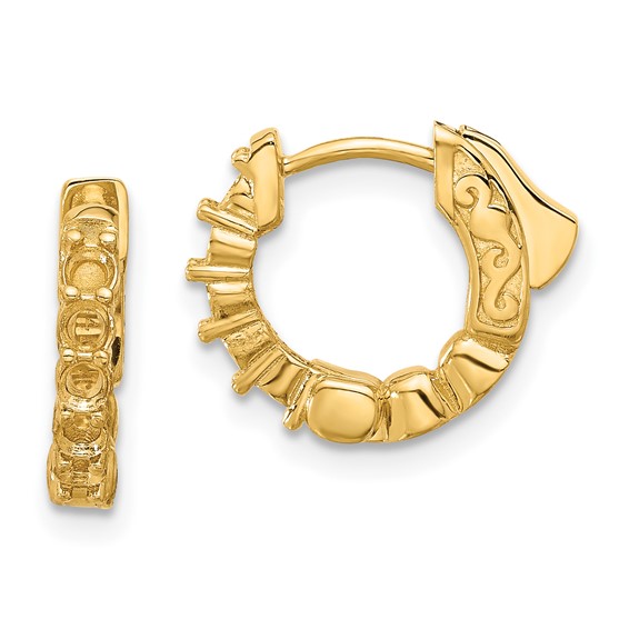 14K .46ct (Holds 10-2.25mm Round) Hoop w/Safety Clasp Earring Mountings