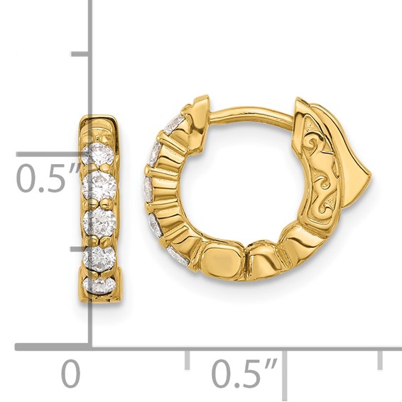 Gold Diamond Hoops wtih Safety Clasps
