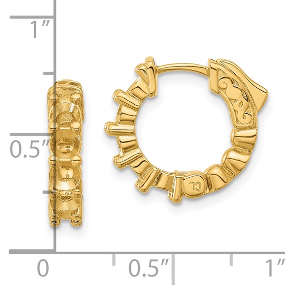 14K 1.7ct  (Holds 10-3.5mm Round) Hoop w/Safety Clasp Earring Mountings