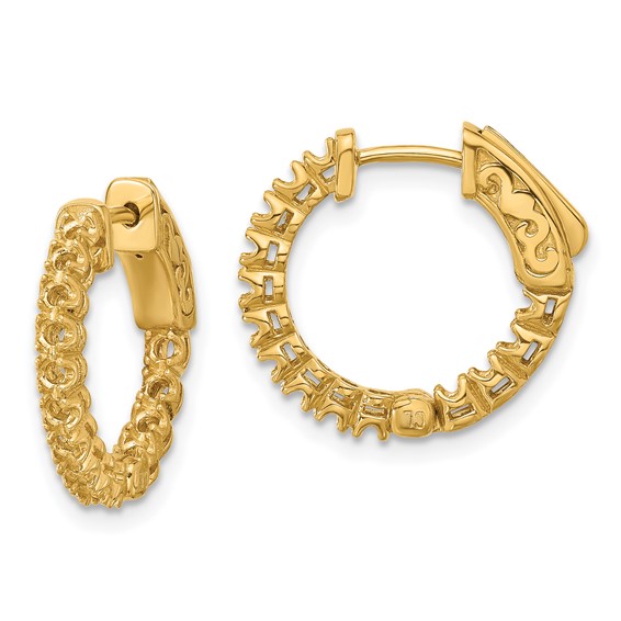 14K .56ct  (Holds 28-1.75mm Round) In/Out  Hoop w/Safety Clasp Earring Mountings