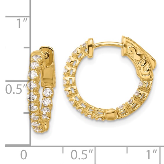 Gold Diamond In/Out Hoops with Safety Clasp