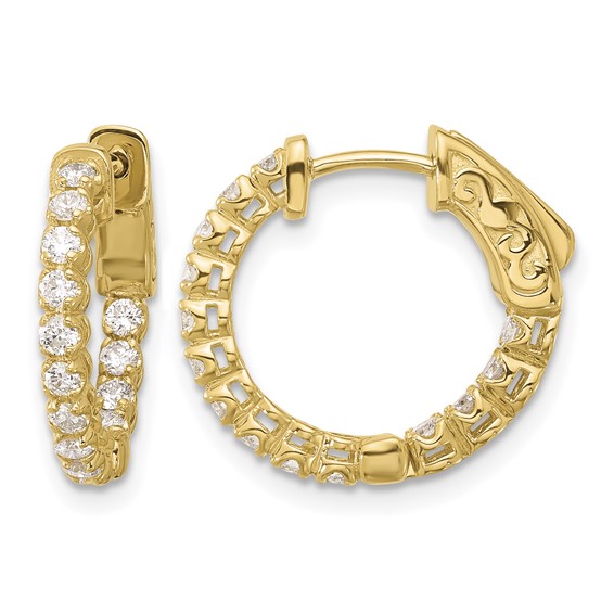 Gold Diamond In/Out Hoops with Safety Clasp