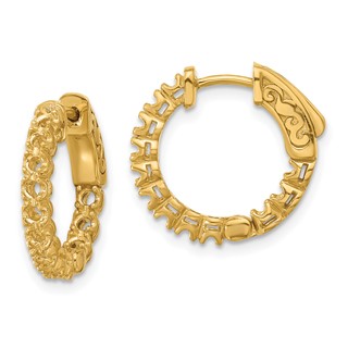 14K .84ct  (Holds 24-2.0mm Round) In/Out  Hoop w/Safety Clasp Earring Mountings
