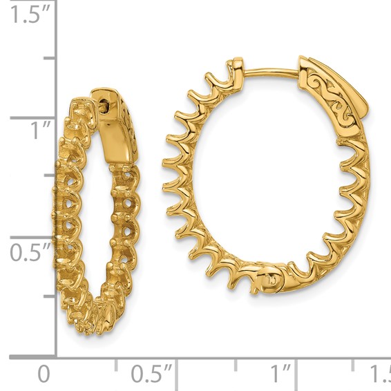 14K 2.1ct  (Holds 36-2.5mm Round) In/Out Oval Hoop w/Safety Clasp Earring Mountings