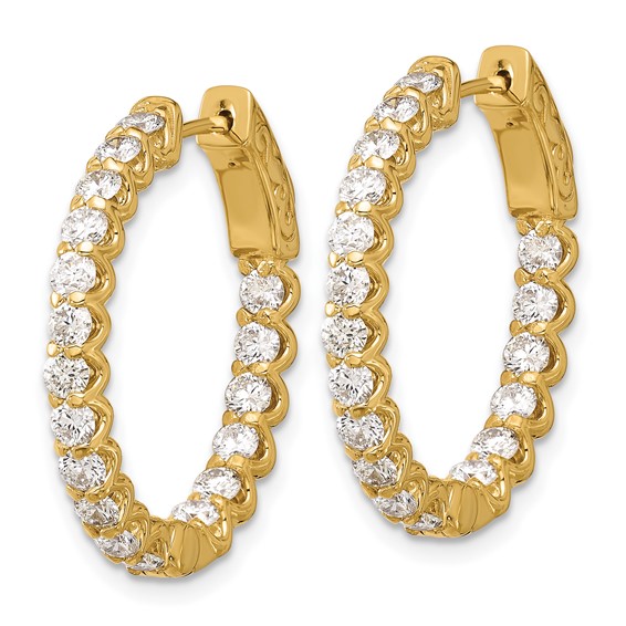Gold Diamond Oval Hoops with Safety Clasps