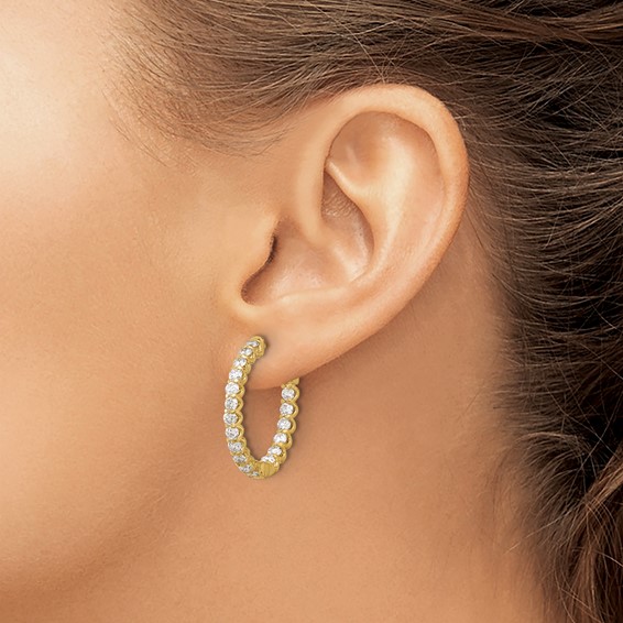 Gold Diamond Oval Hoops with Safety Clasps