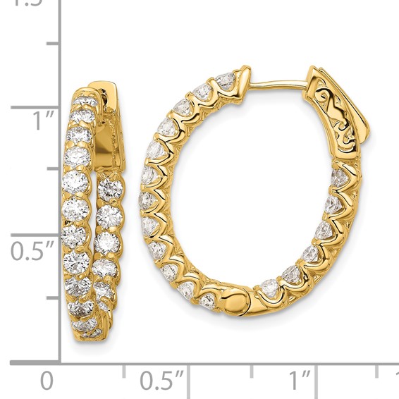 Gold Diamond Oval Hoops with Safety Clasps