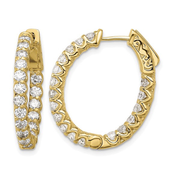 Gold Diamond Oval Hoops with Safety Clasps