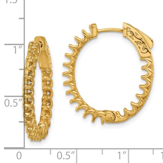 14K 2ct  (Holds 40-2.3mm Round) In/Out Oval Hoop w/Safety Clasp Earring Mountings