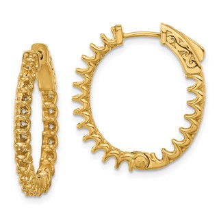 14K 2ct  (Holds 40-2.3mm Round) In/Out Oval Hoop w/Safety Clasp Earring Mountings